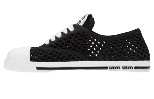 MIU MIU Textile, Leather Low top Stylish Skateboarding Shoes Women's Black