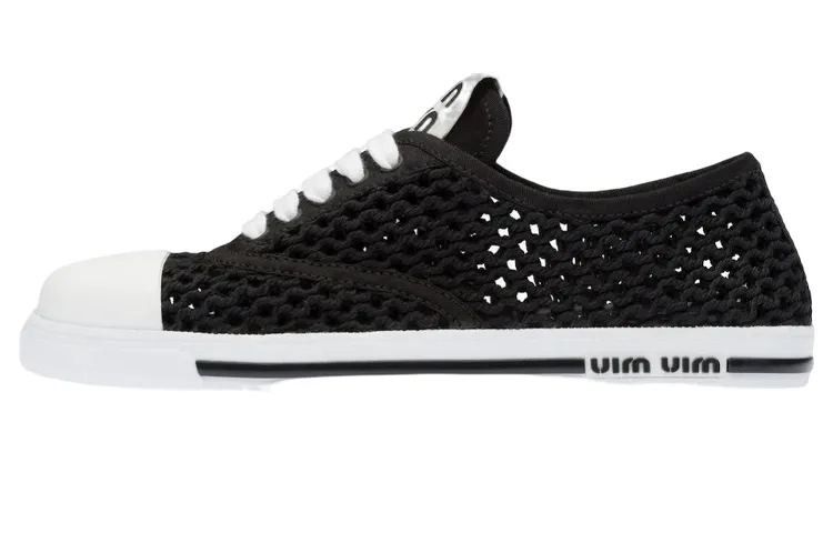 MIU MIU Textile, Leather Low top Stylish Skateboarding Shoes Women's Black