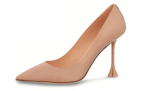 LOUIS VUITTON Blossom Leather Slim Heel High Heels 9.5cm Women's Nude Pink
