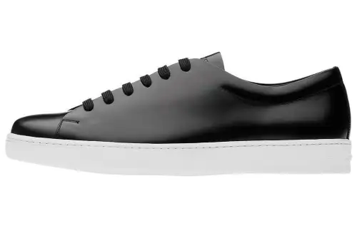 PRADA Leather Low top Stylish Skateboarding Shoes Men's Black