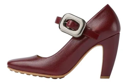 Bottega Veneta Mostra Leather Cone Heel High Heels 9cm Women's Red