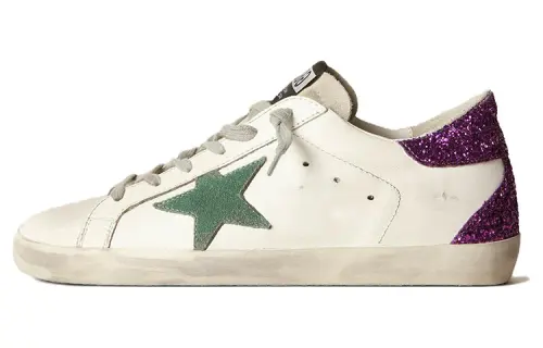 Golden Goose Cow Leather Sports Low top Skateboard Shoes Women's White Purple