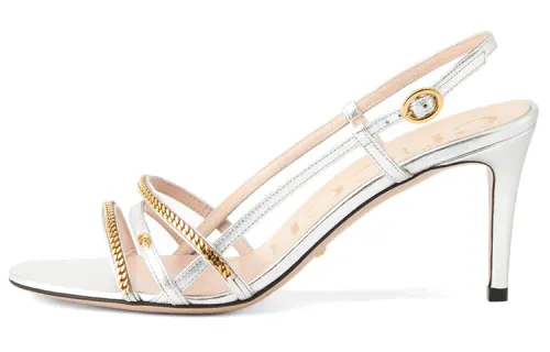 GUCCI Fashion One Strap Sandals Women's Silver