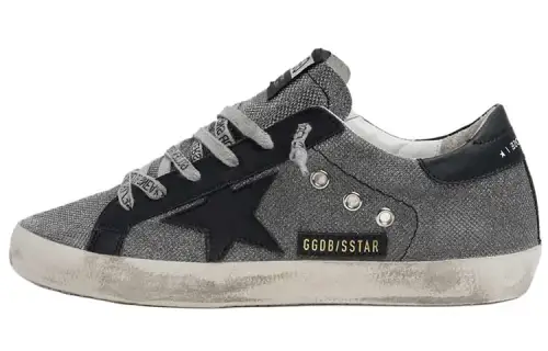 Golden Goose Super Star Casual Shoes Women's Gray Black Heel Tab Distressed
