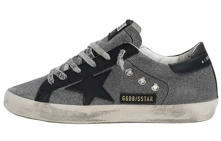 Golden Goose Super Star Casual Shoes Women's Gray Black Heel Tab Distressed