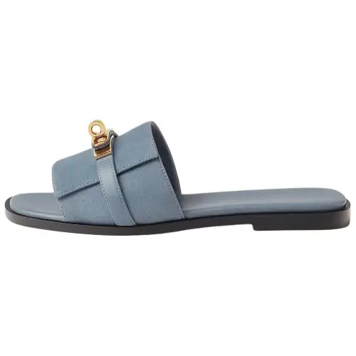 HERMES Giulia Slide Slippers 1cm Women's Blue