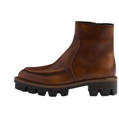 PRADA Calfskin Ankle Boots 4.5cm Women's Brown