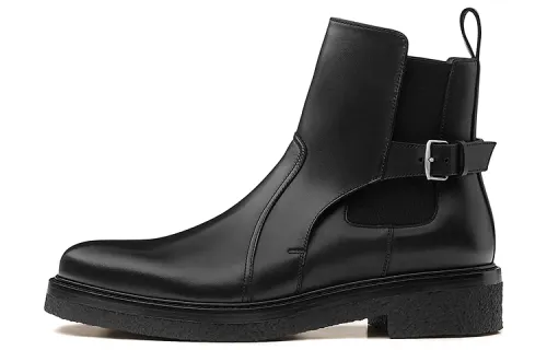 HERMES Distance Ankle Boot Cow Leather Ankle Boots Men's Black