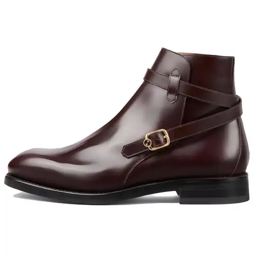 GUCCI Leather Ankle Boots Men's Dark Burgundy