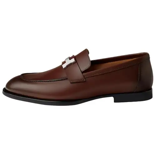 HERMES Honore Loafers Men's Dark Brown
