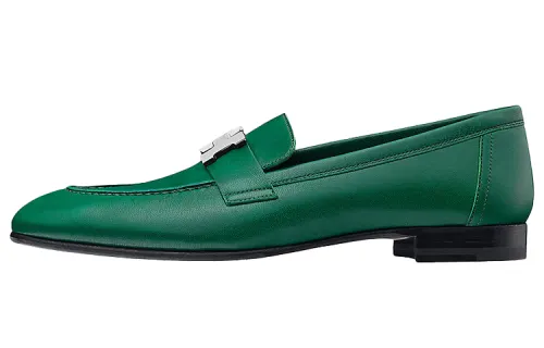 HERMES PARIS Leather Casual Shoes Women's Green