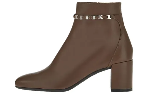 FERRAGAMO Chain-link Leather Ankle Boots