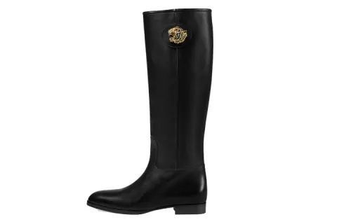 GUCCI Leather Knee high Boots Women's Black