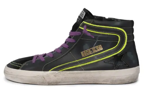 Golden Goose Slide Canvas Shoes Men's High Top Black