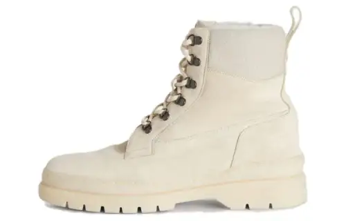 Loro Piana Leather Short Combat Boots Men's Beige
