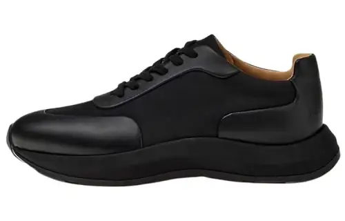 HERMES Fairplay Leather Lace Up Low top Sports Casual Shoes Men's Black
