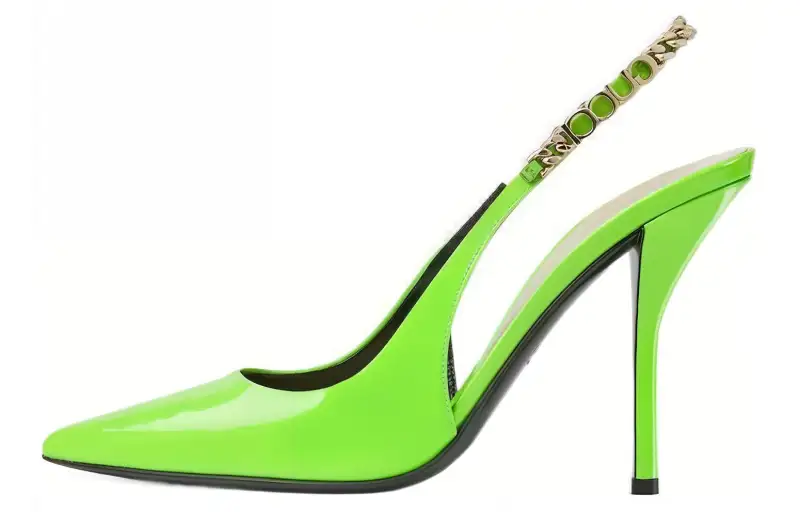 GUCCI 24 Spring Summer Collection Signoria Collection Leather Slim Heel High Heels 10cm Women's Green