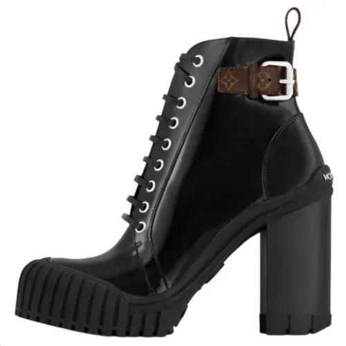 LOUIS VUITTON Ruby Calfskin Ankle Boots 8cm Women's Black