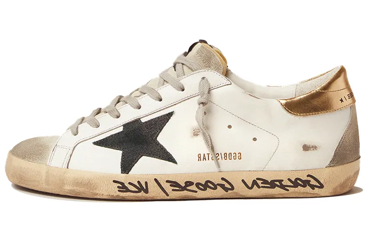 Golden Goose Super Star Cow Leather Stylish Skateboarding Shoes Men's White Distressed