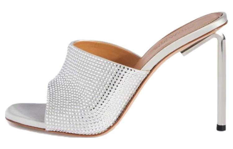 OFF-WHITE Allen 100mm crystal-embellished satin mules Women's