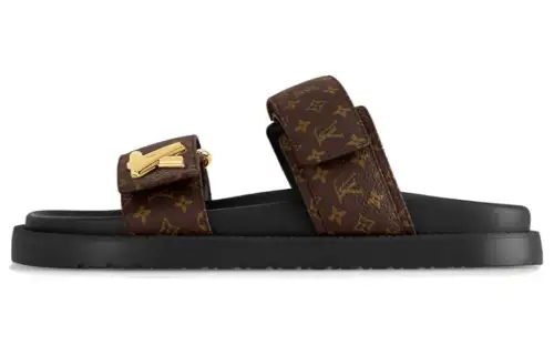 LOUIS VUITTON Sunset Slide Slippers Women's Brown
