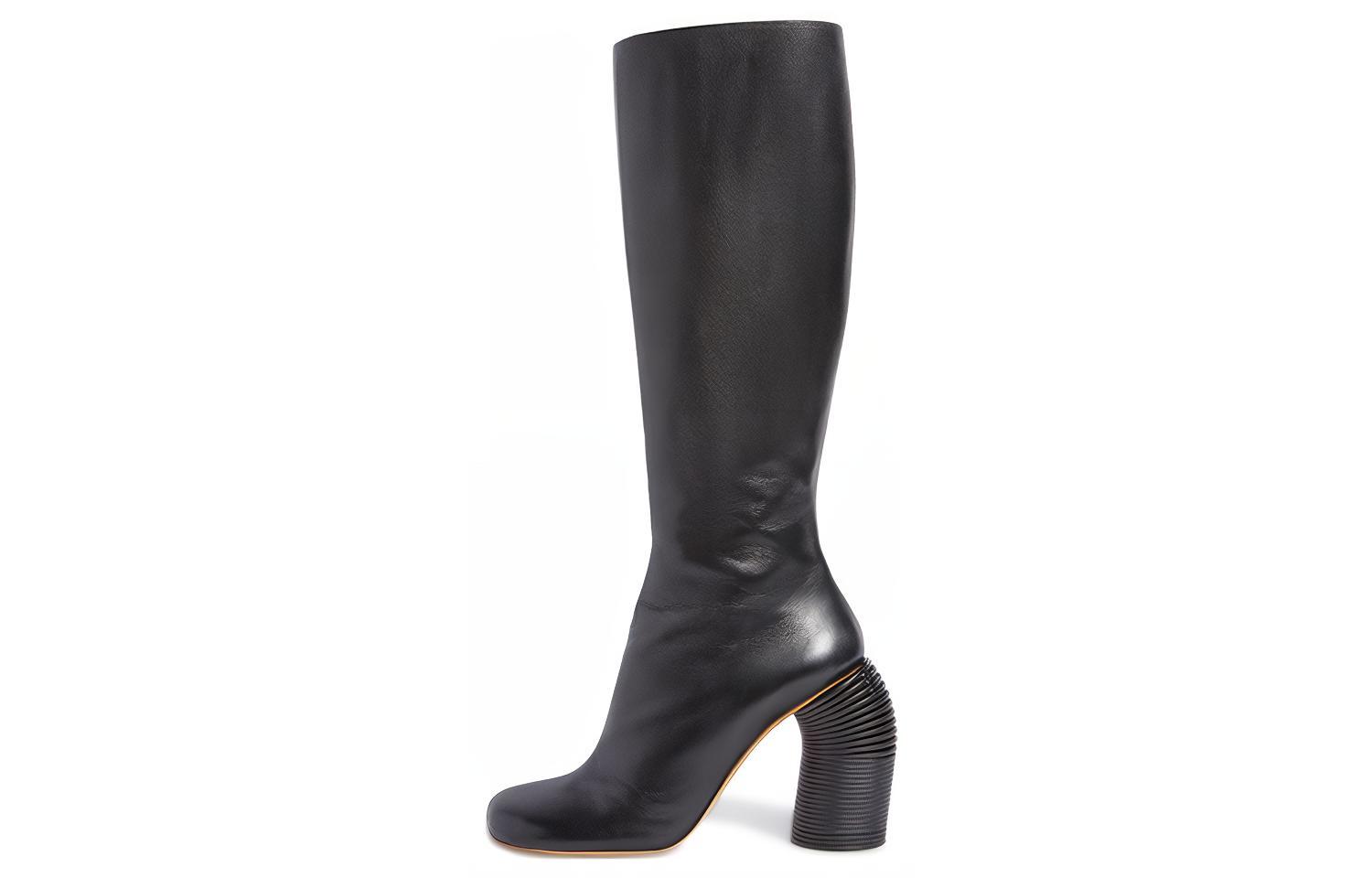 OFF WHITE Leather Knee high Boots Women's Black