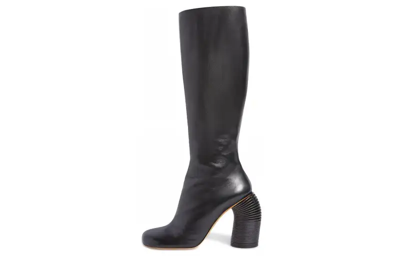 OFF WHITE Leather Knee high Boots Women's Black