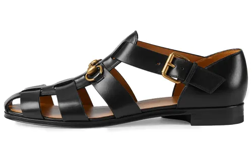 GUCCI Horsebit Jakarta Roman Sandals Men's Black