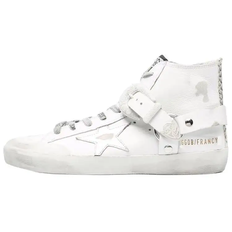 Golden Goose Francy Cow Leather Mid top Skateboard Shoes Women's White