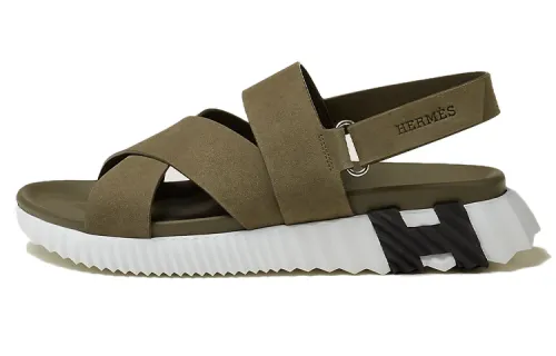 HERMES Electric Beach Sandals Men's Khaki Green
