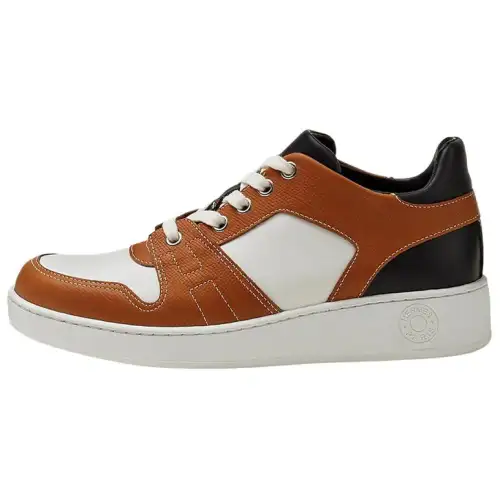 HERMES Leather Low top Stylish Skateboarding Shoes Women's Brown