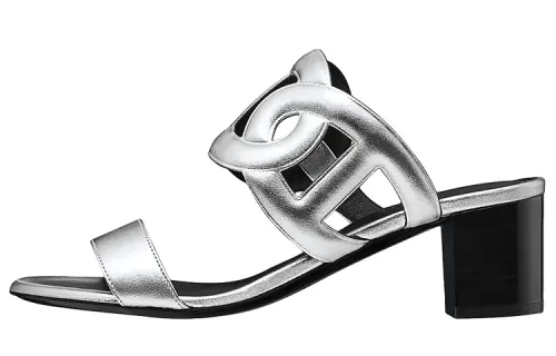HERMES Slide Slippers Women's Silver