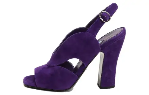 PRADA Suede One Strap Sandals 11cm Women's Purple