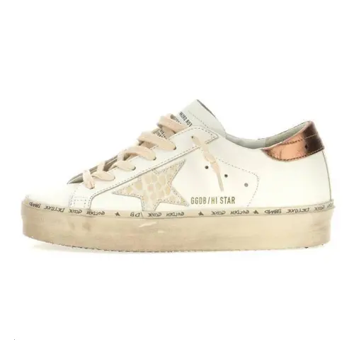 Golden Goose Hi Star Leather Low top Skateboard Shoes Women's White