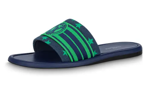 LOUIS VUITTON Magnetic Abrasion Resistant Slide Slippers Women's Green Blue