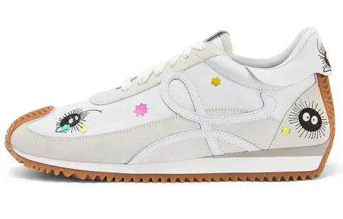Spirited Away Susuwatari x LOEWE Flow Runner Cow Leather, Leather Low top Casual Shoes Women's White