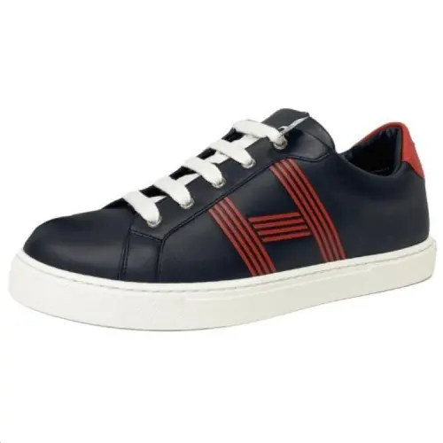 HERMES Cow Leather Low top Skateboard Shoes Men's Black
