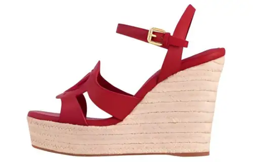 LOUIS VUITTON Isola Leather One Strap Sandals 8cm Women's Red