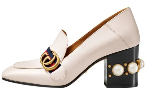GUCCI Sheepskin High Heels 7.5cm Women's Ivory White