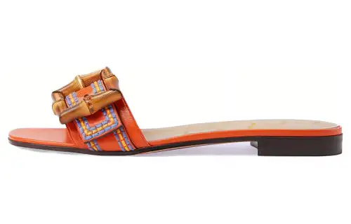 GUCCI Cosmogonie Leather One Strap Sandals Women's Orange