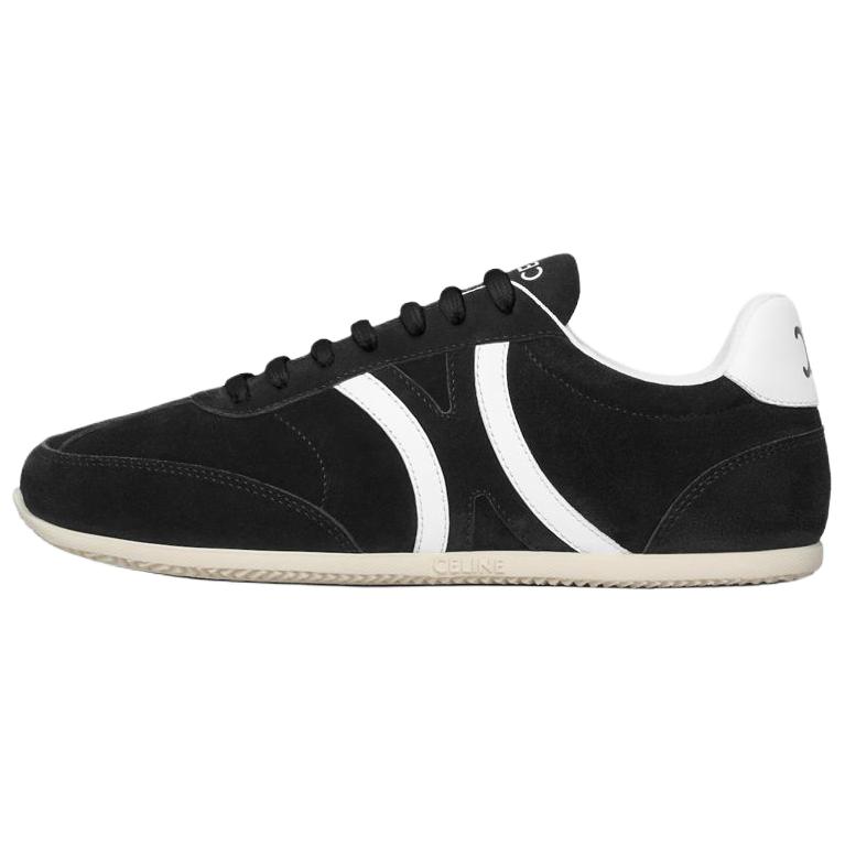 CELINE Jogger Triomphe Cow Split Leather Low top Casual Shoes Men's Black