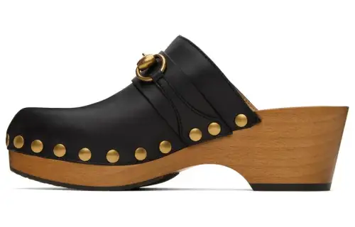 GUCCI Horsebit 35mm Clog Black Leather