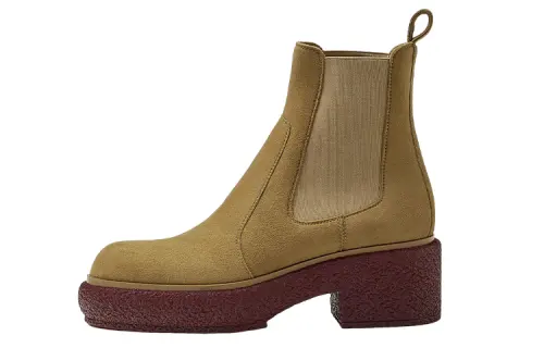 HERMES Forever 30 Leather Short Chelsea Boots Women's Light Brown