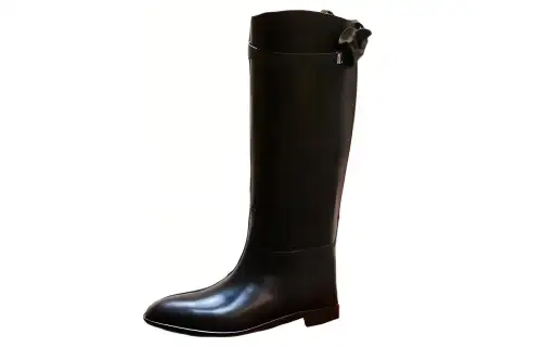 HERMES Knee high Boots Women's Black
