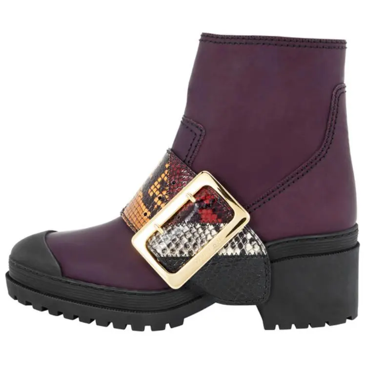 Burberry Leather Ankle Boots Women's Fuchsia