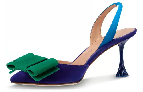 LOUIS VUITTON Blossom Leather Bowknot Slim Heel High Heels Women's Blue