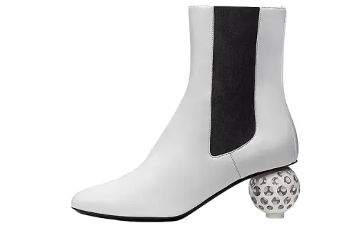 HERMES Daisy Nappa Chelsea Boots Women's White