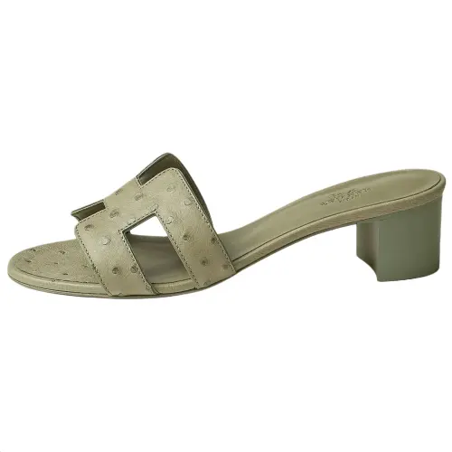 HERMES Oasis Slide Slippers 5cm Women's Green