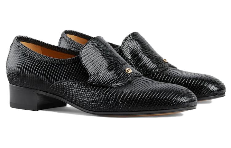 GUCCI Leather Casual Shoes 3cm Men's Black