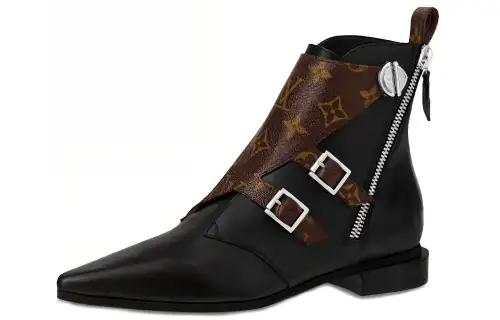 LOUIS VUITTON Jumble Cow Leather Fashion Ankle Boots Women's Black